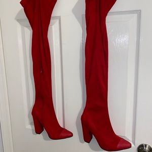 Red knee high boots✨